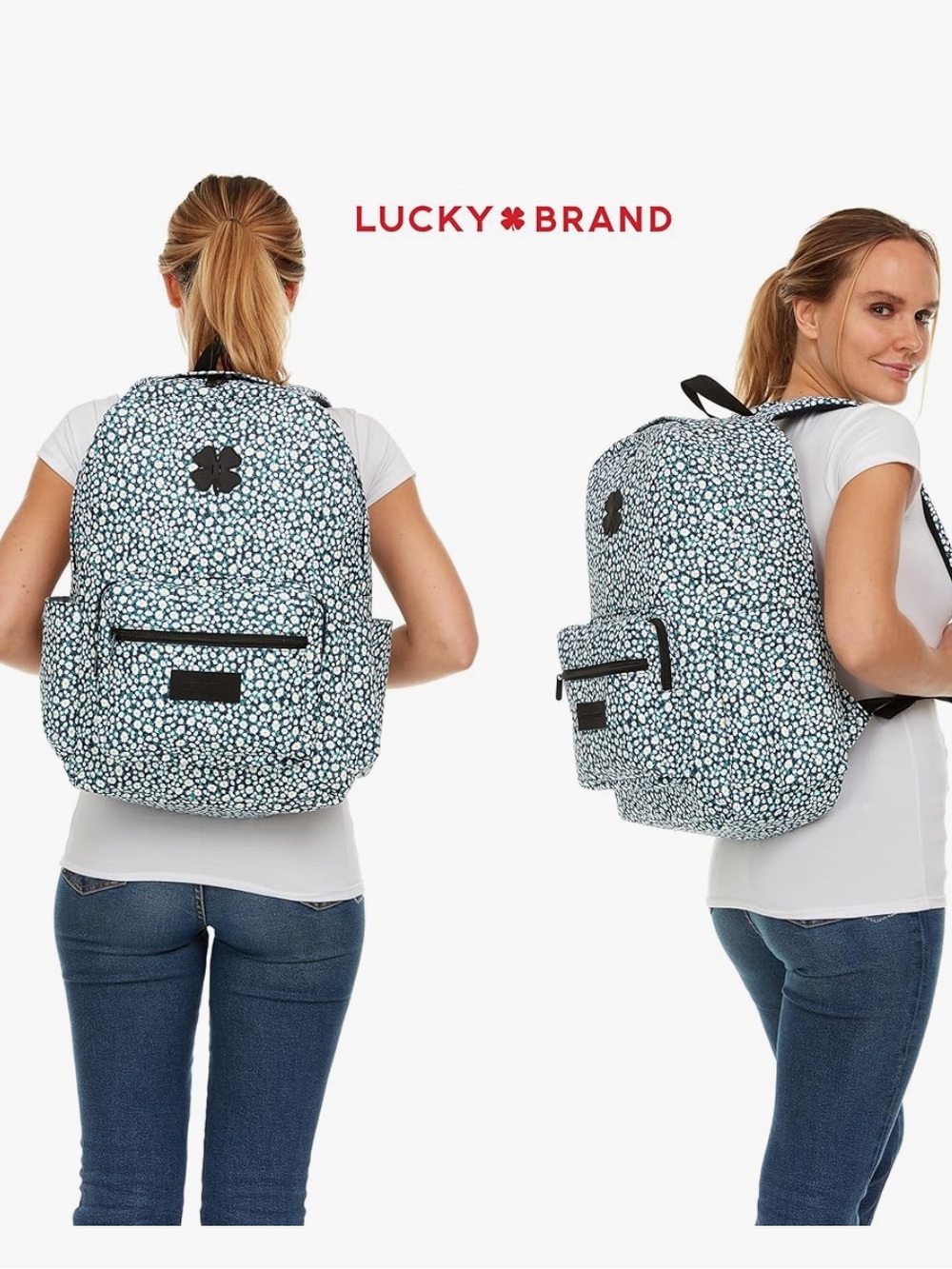 LUCKY BRAND DAISY BACKPACK CANVAS NYLON LARGE TRAVEL BAG - Picture 2 of 14